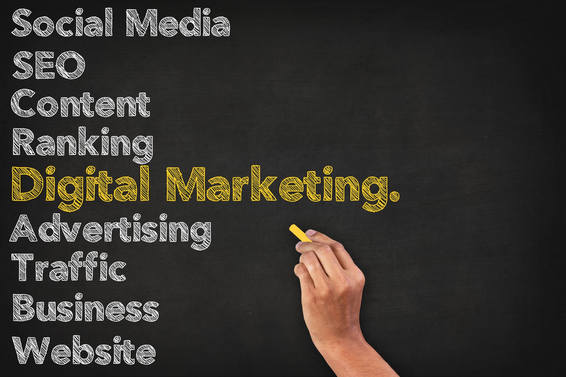 Digital Marketing Word Cloud On Blackboard